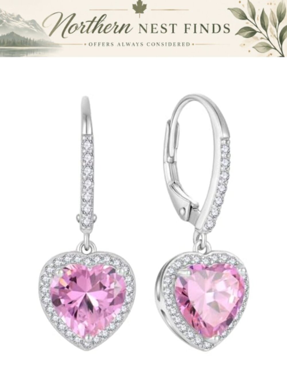 Heart Drop Earrings 925 Sterling Silver Birthstone Dangle Jewelry
